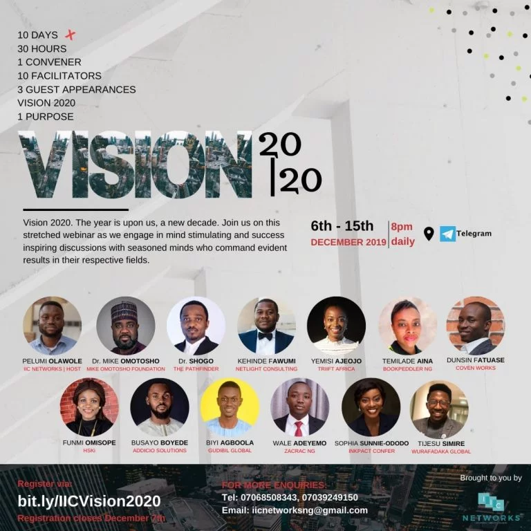 IIC vision 2020 IIC Networks Set to Host Free Webinar for Young Nigerians