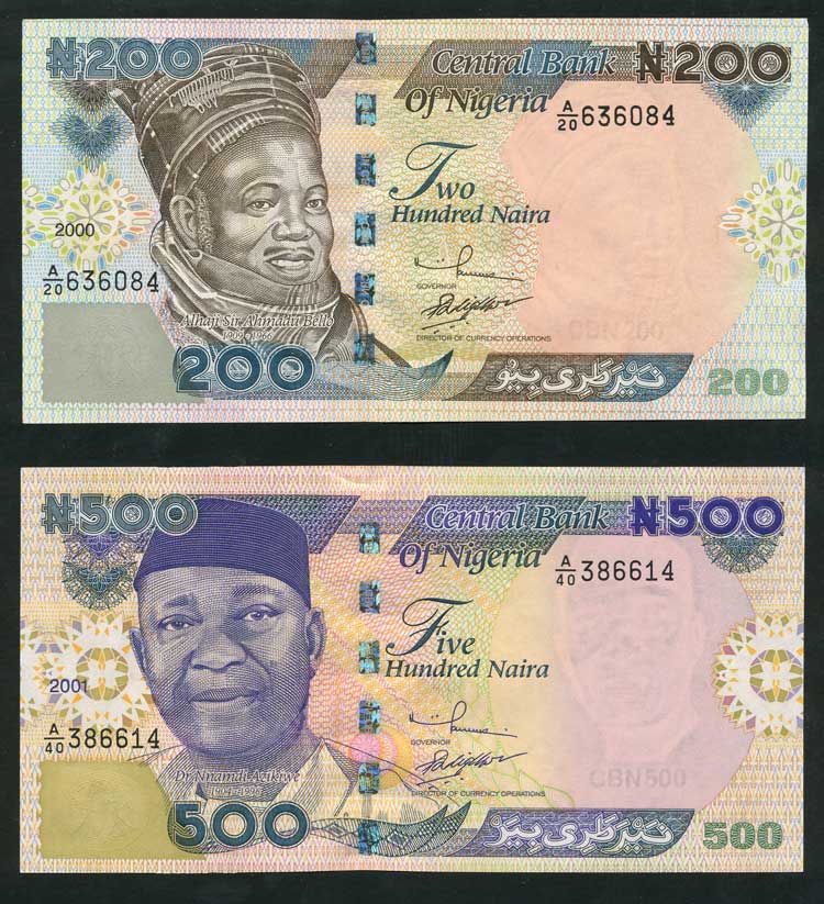 NigeriaP29P30a 200500 Naira UNC 1 From cowries to naira: the evolution of the Nigerian currency (1700 till date)