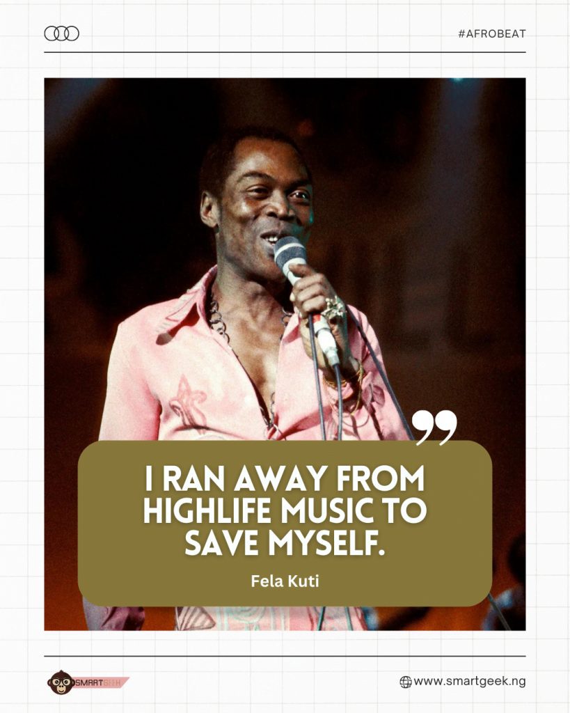 In the following quote, Fela reflects on his transformative musical odyssey, delving into the intricate evolution of his music and discussing the indelible legacy he left behind, which continues to resonate across generations.