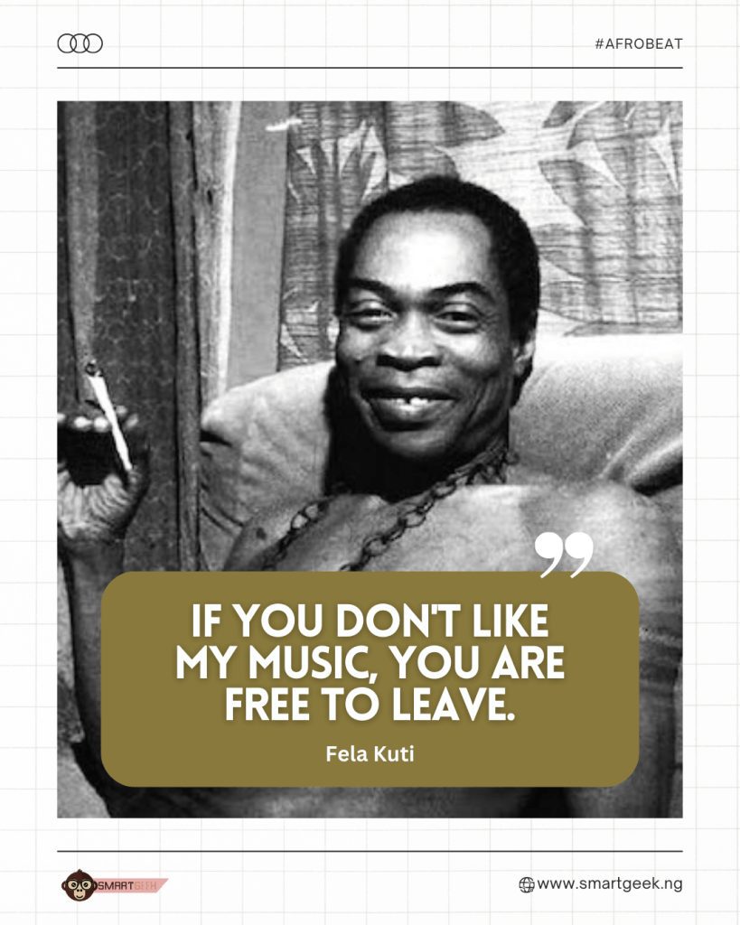 Fela - An Uncompromising Visionary in Music & Social Change

Experience the raw emotions and powerful compositions that ignited a movement. Fela Kuti, unafraid to challenge norms, expressed his true self through his music. Join the journey of inspiration and individuality. #FelaKuti #MusicRevolution