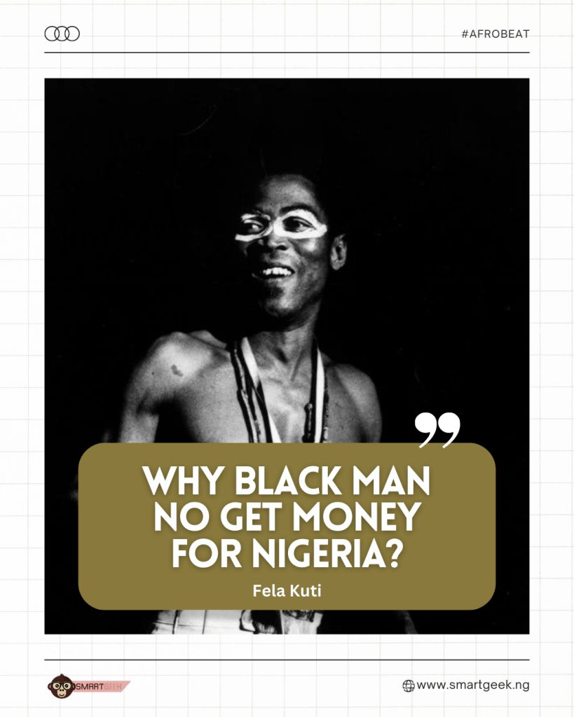 With powerful words, Fela Kuti draws attention to the urgent need for equality and justice in his beloved country.