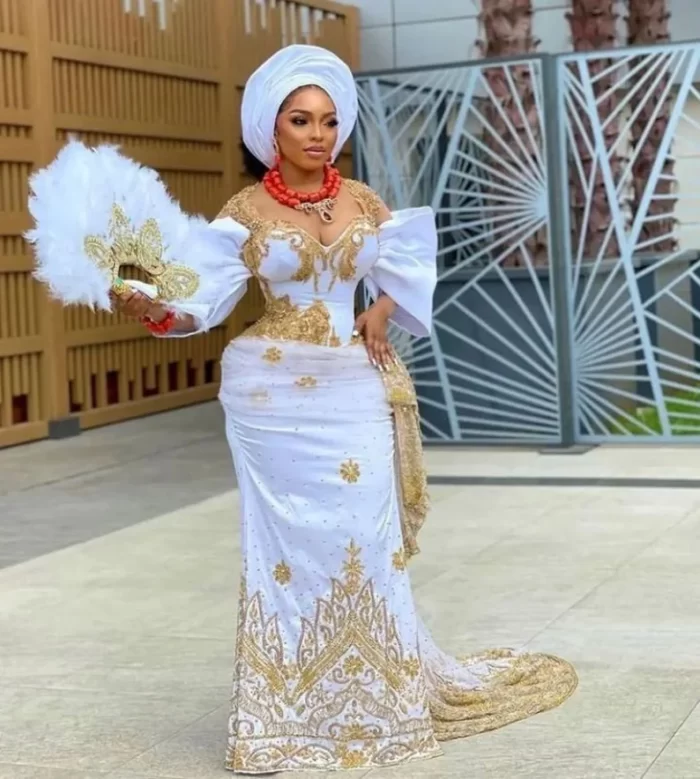 Beautiful Igbo Bride on white Igbo Bridal Attire SmartGeek Exquisite Igbo Bridal Attire: A Showcase of Beauty And Tradition