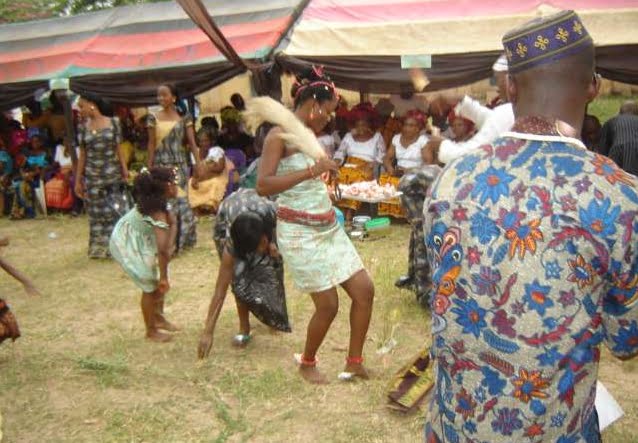 Igbo wedding celebration with dancing and music.