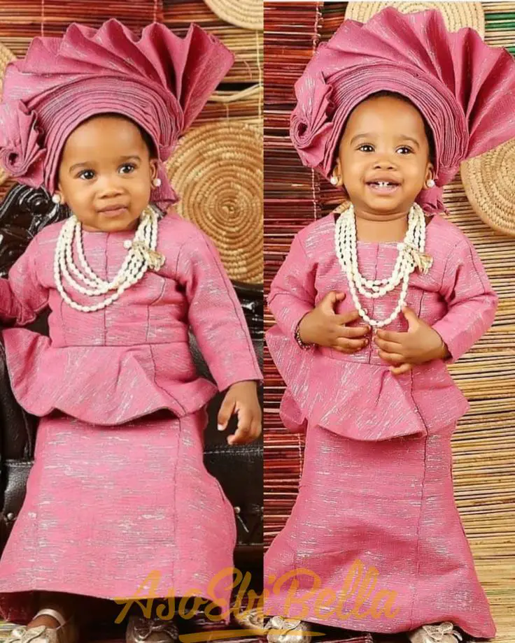 image 15 Top 10 Aso Oke styles for your Baby Girl